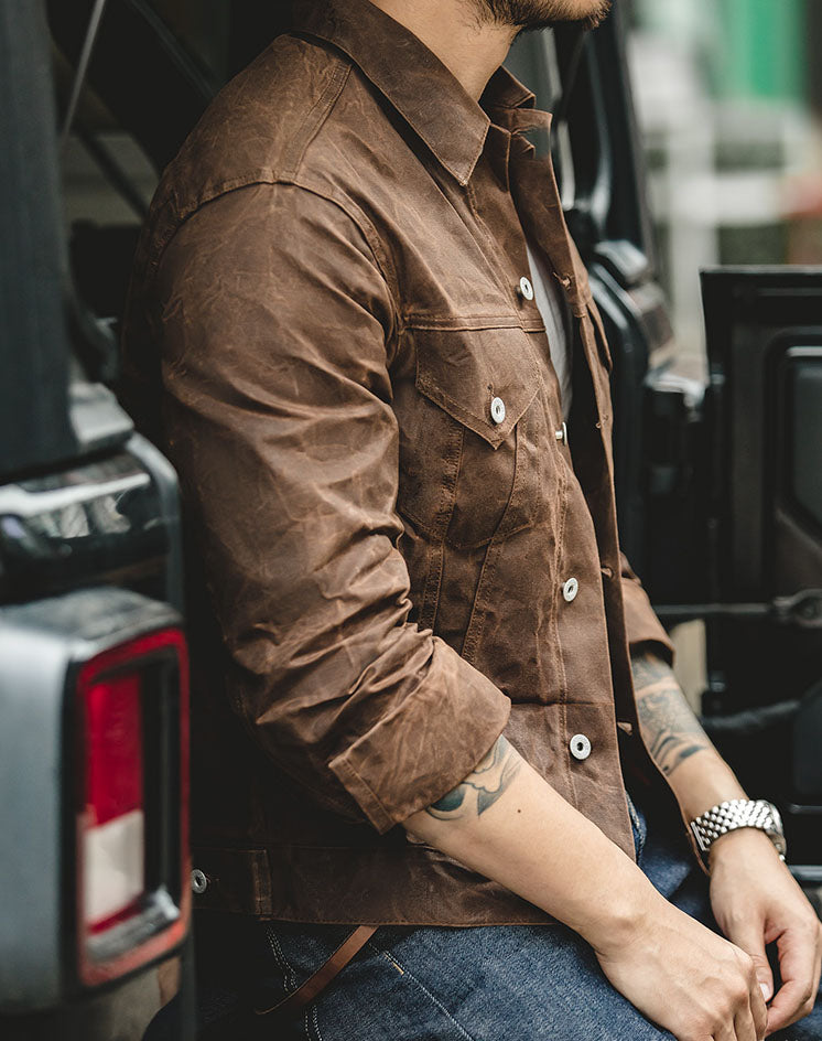 Tooling American Retro Heavy Canvas Oil Wax Men's Coat - Harmony Gallery
