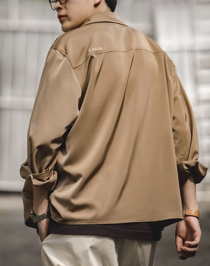 American Retro Satin Loose Ice Silk Drape Men's Shirt - Harmony Gallery