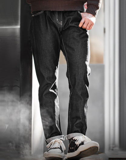 American Retro Silver Raw Denim Straight Men's Jeans - Harmony Gallery