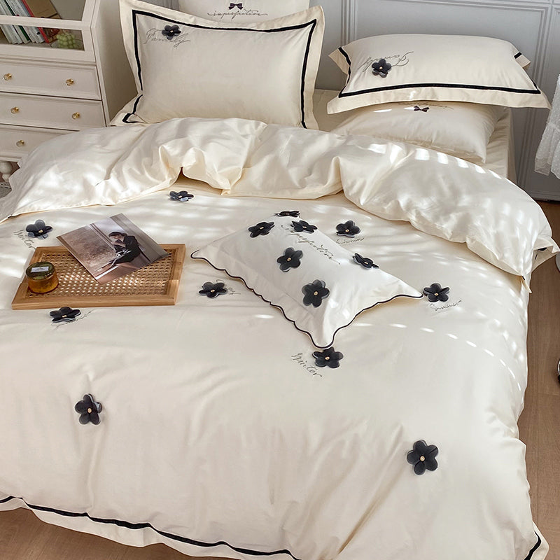 Pure Cotton Four-Piece Princess Style Embroidery Bed Set - Harmony Gallery