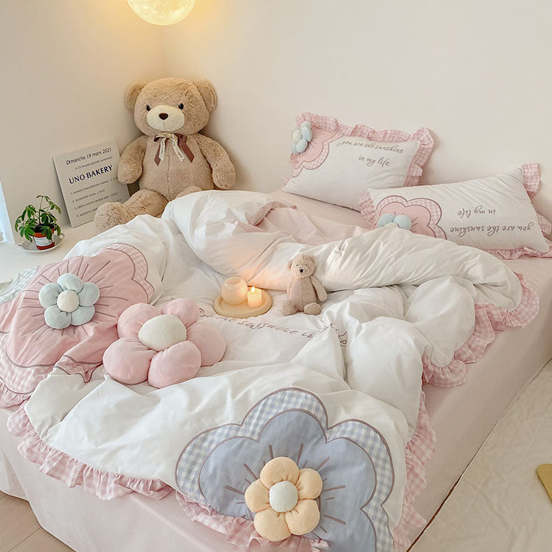 Princess Style Super Soft Floral Washed Cotton Four-Piece Bed Set - Harmony Gallery