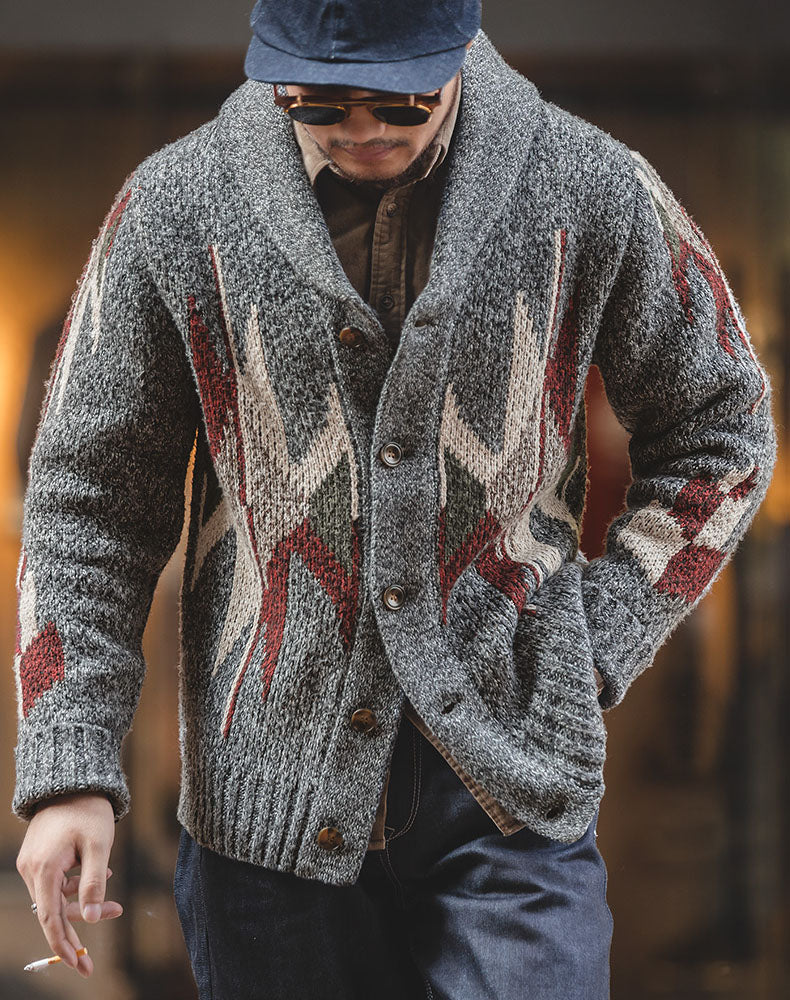 American Retro Indian Cardigan Knitted Men's Jacket - Harmony Gallery
