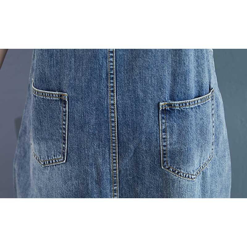 Distressed Washed Jeans Casual Crotch Women's Overall - Harmony Gallery