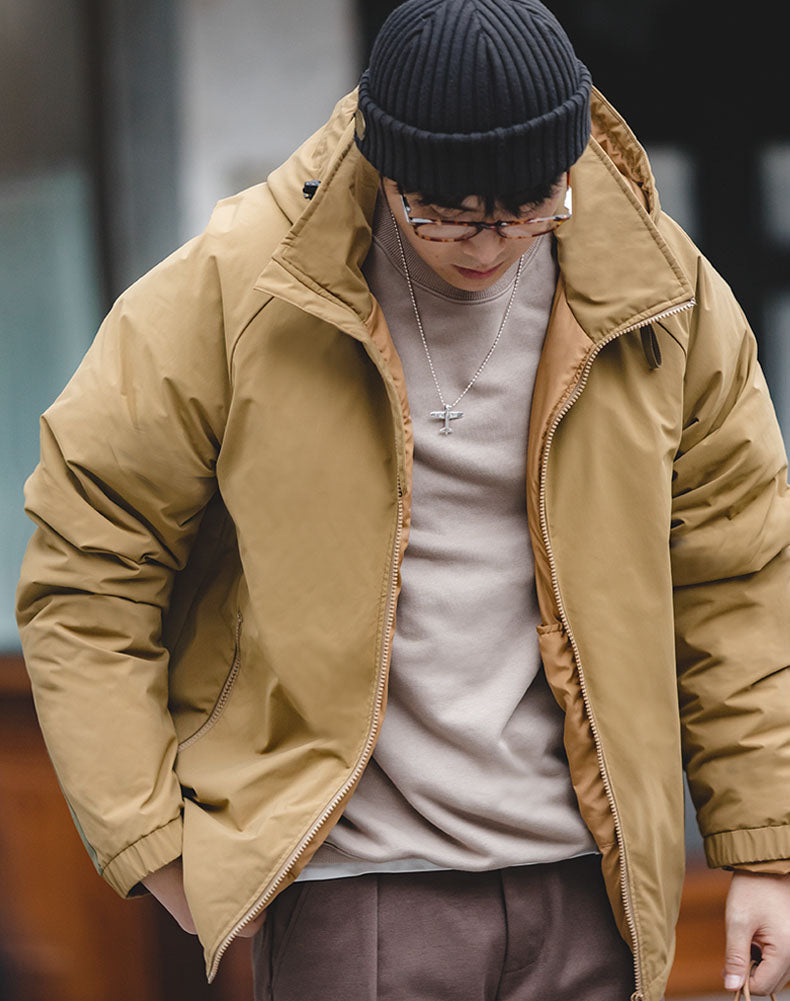 Retro Duck Down Warm Lightweight Hooded Men's Jacket - Harmony Gallery