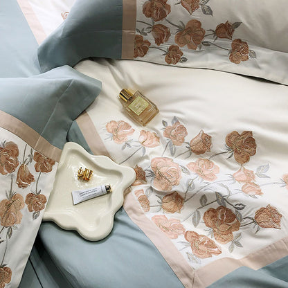 Light Luxury Embroidery Pure Cotton Quilt Cover Bed Set - Harmony Gallery