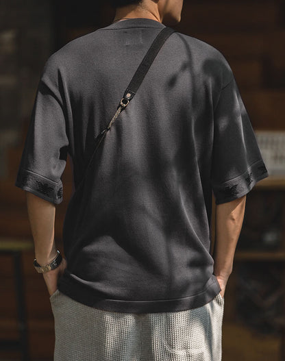 Tooling American Retro Linen Thunderbird Jacquard Men's T-Shirt - Harmony Gallery