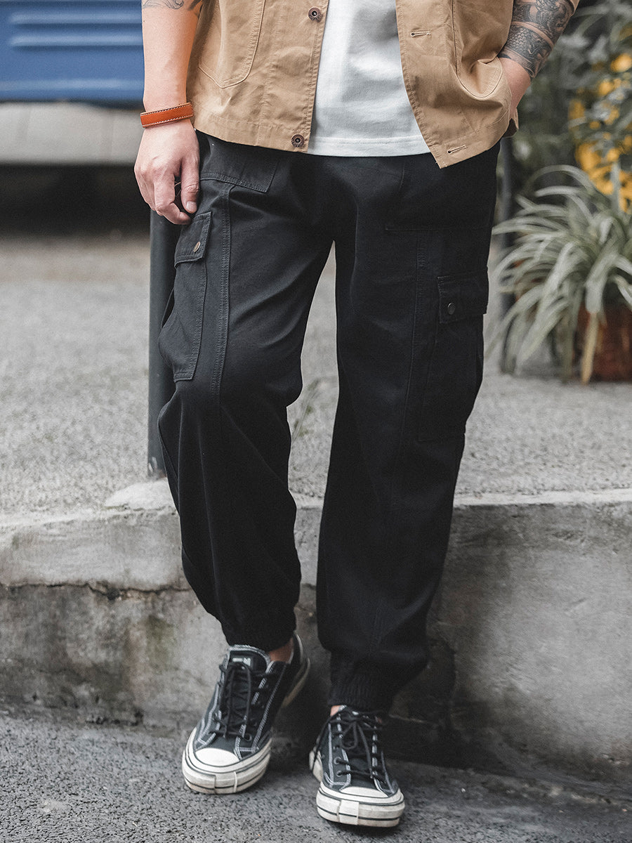 Tooling American Black Micro Elastic Casual Men’s Trousers - Harmony Gallery