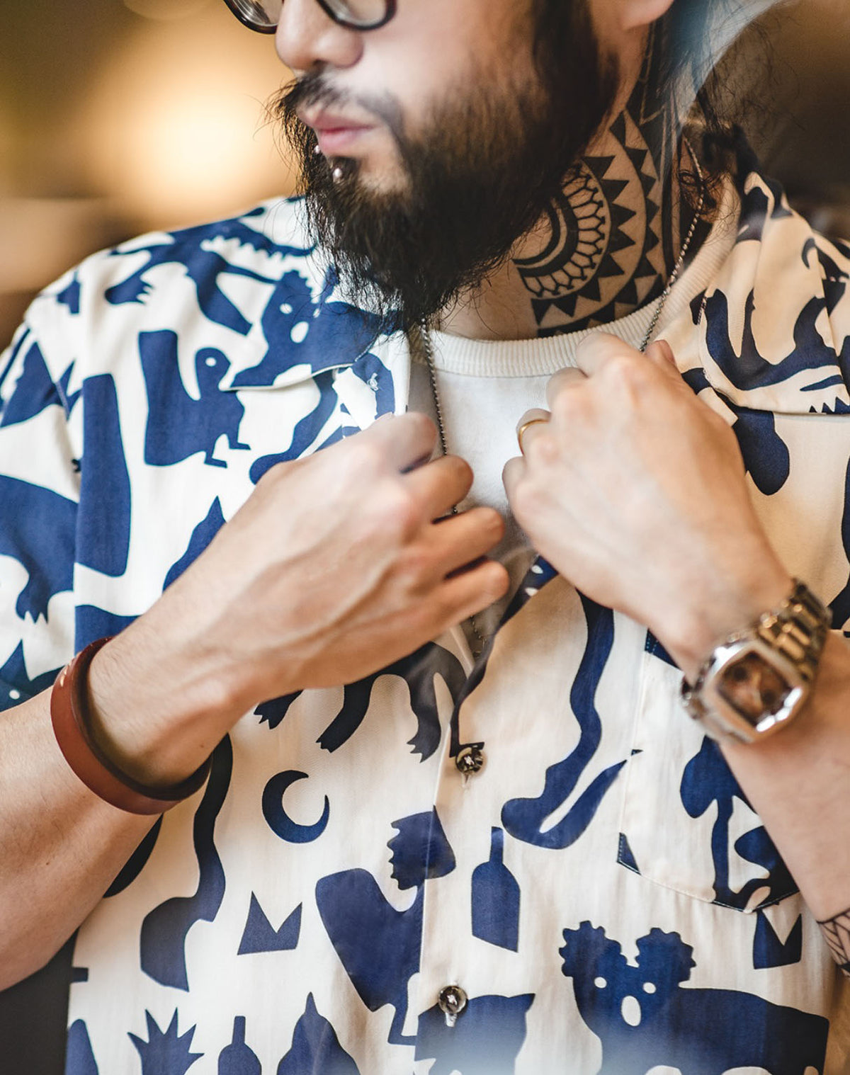 American Retro Flower Cuban Graffiti Beach Men's Shirt - Harmony Gallery