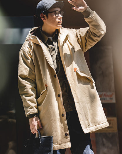 American Retro N2 Deck Cotton Hooded Loose Warm Long men's Coat - Harmony Gallery