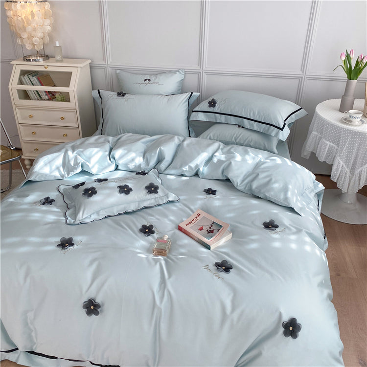 Pure Cotton Four-Piece Princess Style Embroidery Bed Set - Harmony Gallery