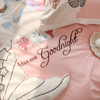 Mermaid Princess Washed Cotton Four-Piece Bed Set - Harmony Gallery