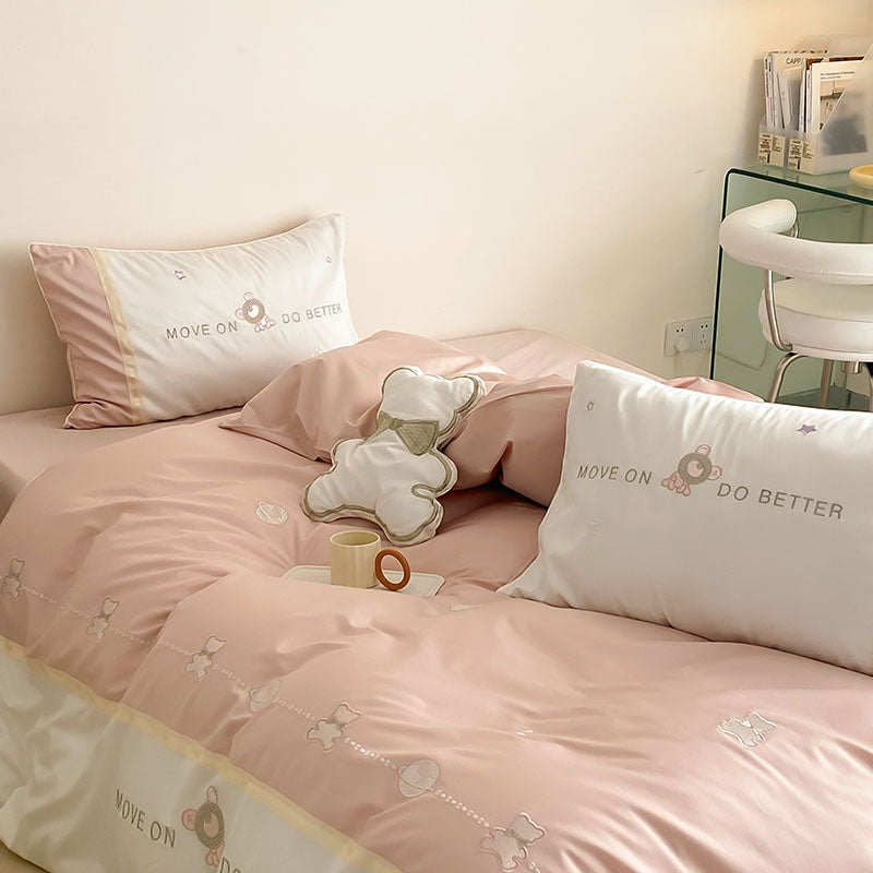 Long-Staple Five-Piece Pure Cotton Cute Bear Bed Set - Harmony Gallery
