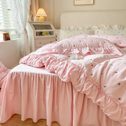Star & Moon Washed Cotton Four-Piece Bed Set - Harmony Gallery