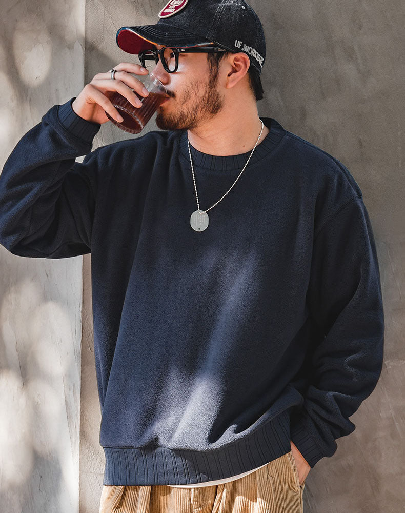 Tooling American Retro Round Neck Warm Fleece Men's Sweater - Harmony Gallery