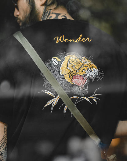 Tooling Retro Embroidery Tiger Head Cotton Men's T-Shirt - Harmony Gallery