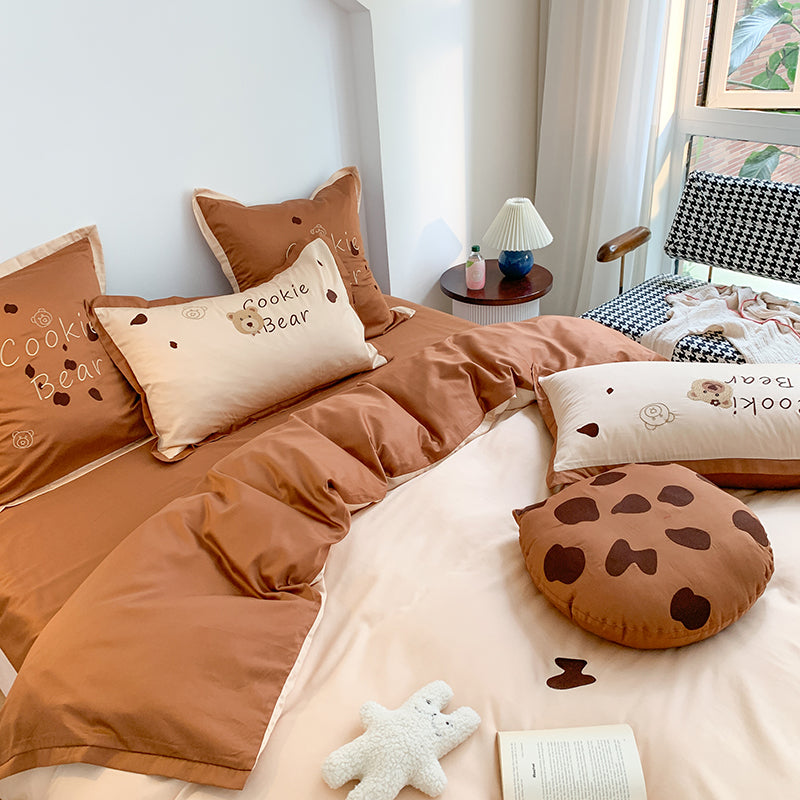 Six-Piece Embroidery Cute Cartoon Cookie Bear Bed Set - Harmony Gallery