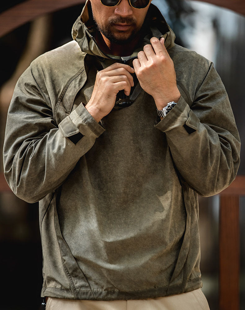 Retro Mountain Hooded Bad Weather Windproof Men's Sweater - Harmony Gallery