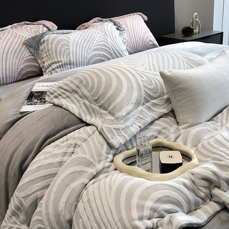 Luxury High-End Milk Velvet Set Winter Warm Cover Bed Set - Harmony Gallery