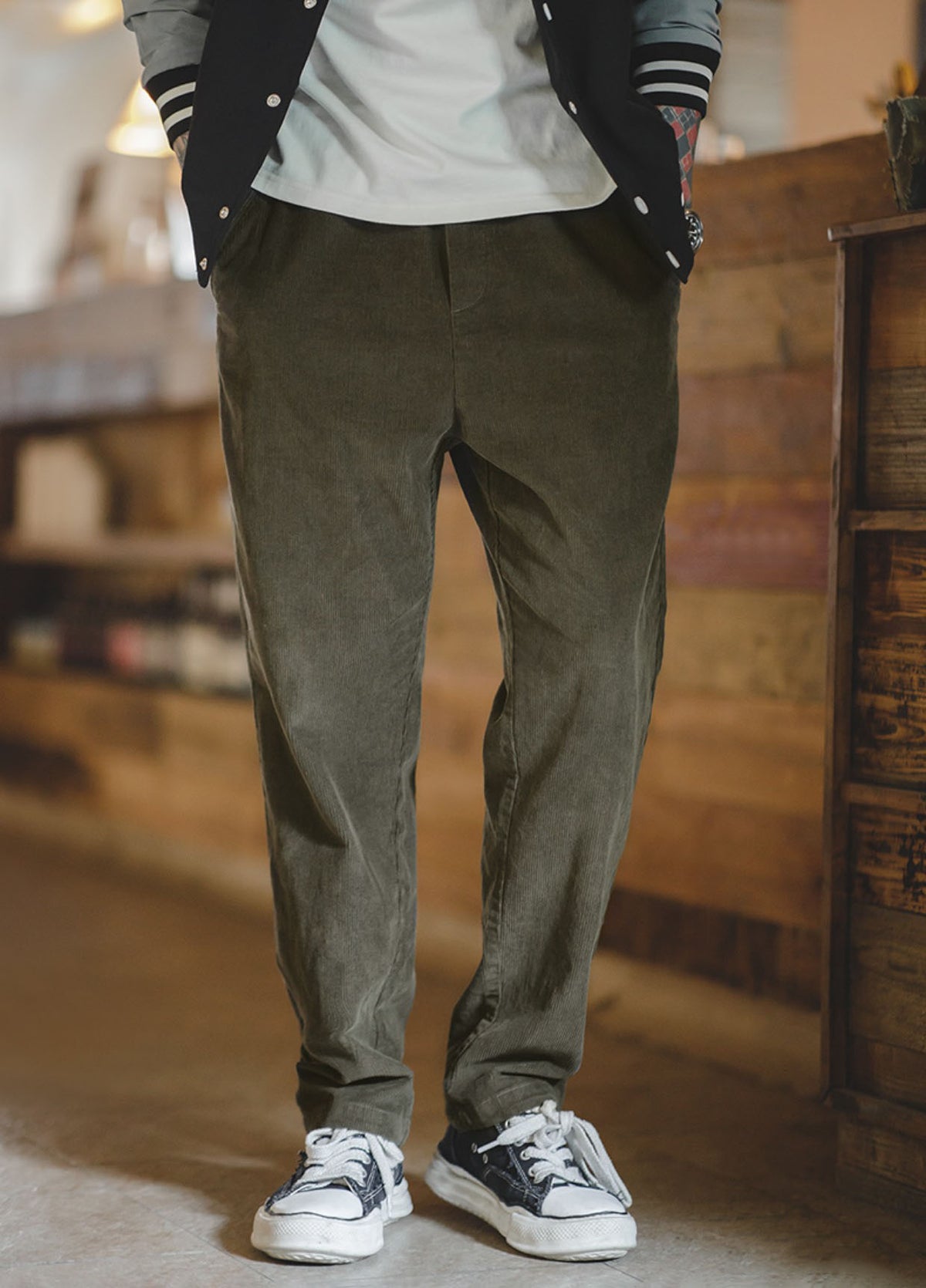 American Corduroy Elastic Waist Velvet Loose Men's Trousers - Harmony Gallery