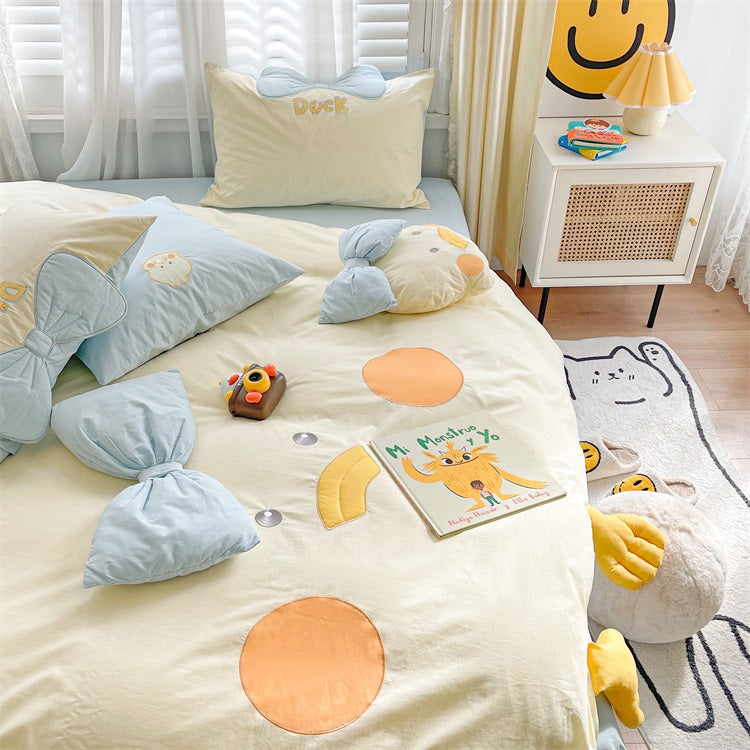 Pure Washed Cotton Cartoon Ugly Duckling Four-Piece Bed Set - Harmony Gallery
