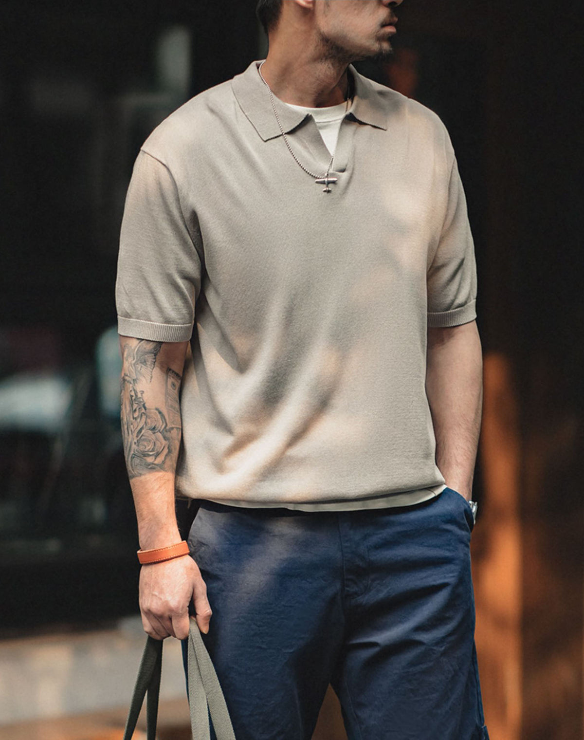 Tooling Retro Short Sleeved Knitted Polo Men's T-Shirt - Harmony Gallery