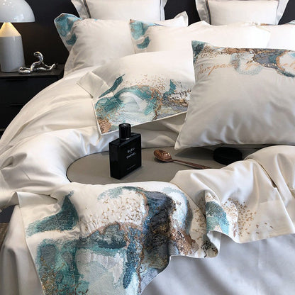 Light Luxury Tie-Dye Embroidery Quilt Cover Villa Bed Set - Harmony Gallery