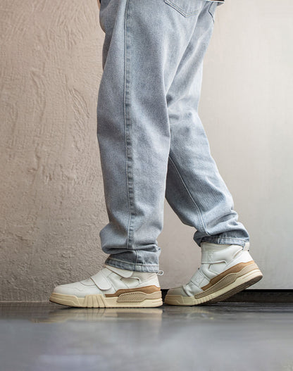Velcro High-Top Sports All-Match White Thick-Soled Men's Casual Shoes - Harmony Gallery