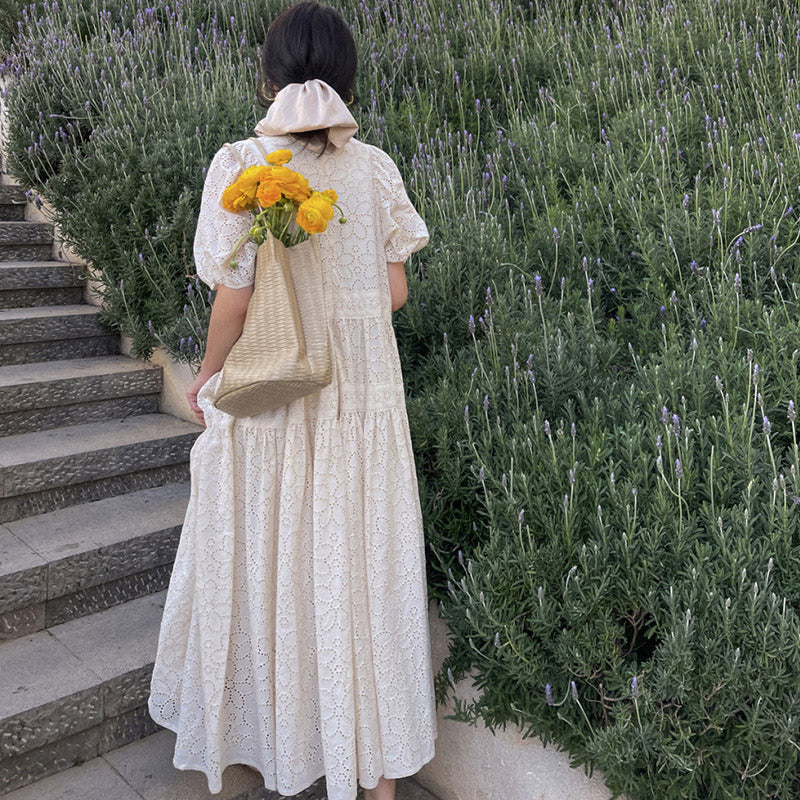 French Lace Puff High Cold Gentle Wind Women's Dress - Harmony Gallery