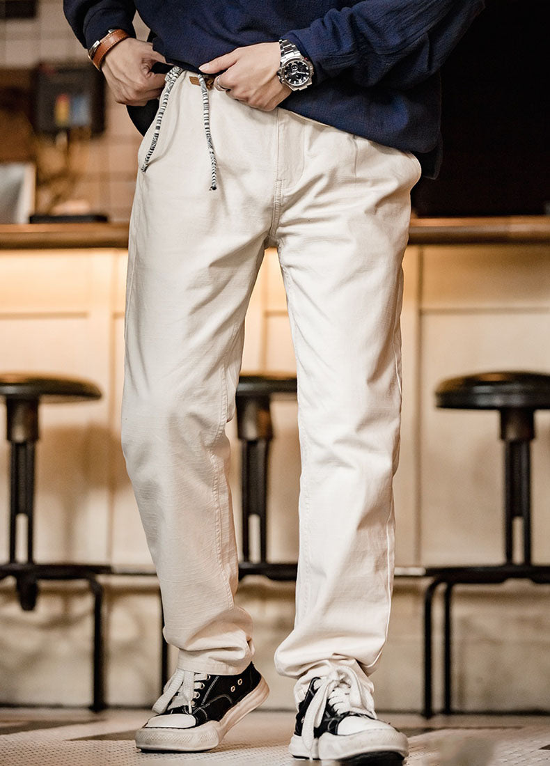 American Casual Cotton Plaid Loose Straight Men's Trousers - Harmony Gallery