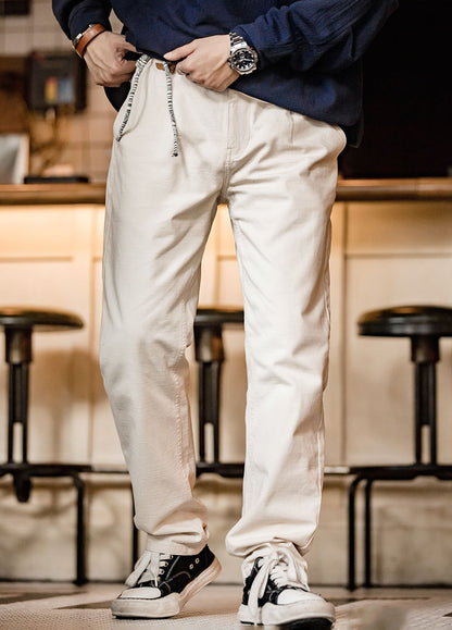 American Casual Cotton Plaid Loose Straight Men's Trousers - Harmony Gallery