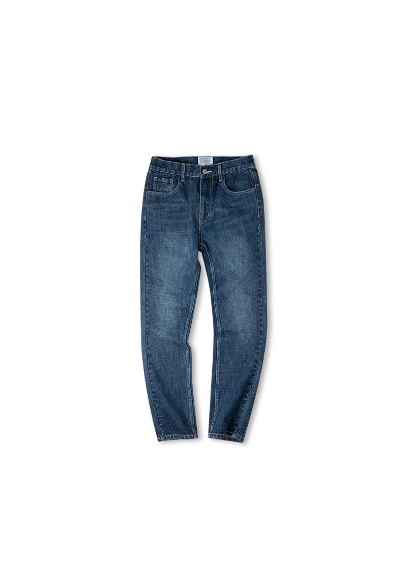 American Retro Heavy Button Denim Washed Straight Men's Jeans - Harmony Gallery
