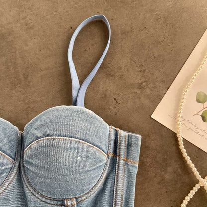 American Style Denim All-Match Bra Top - Harmony Gallery