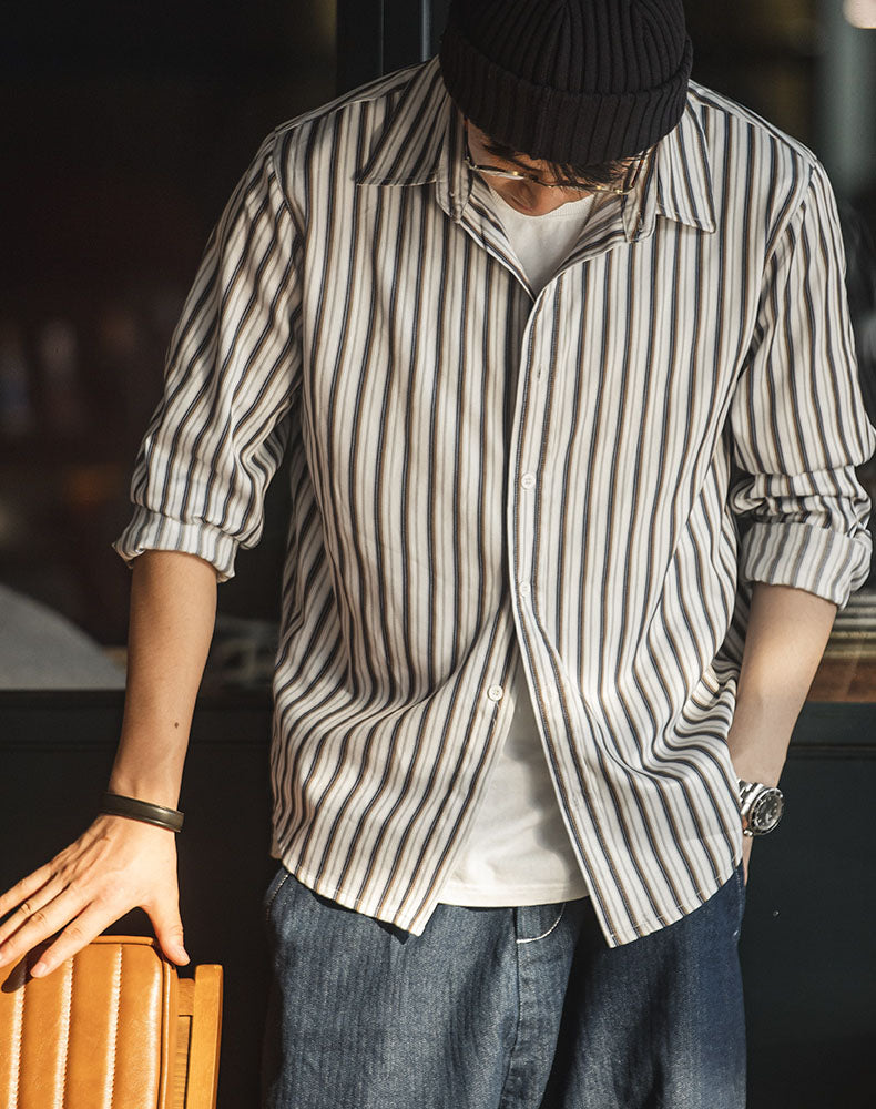 American TR Striped Business Casual Handsome Men's Shirt - Harmony Gallery