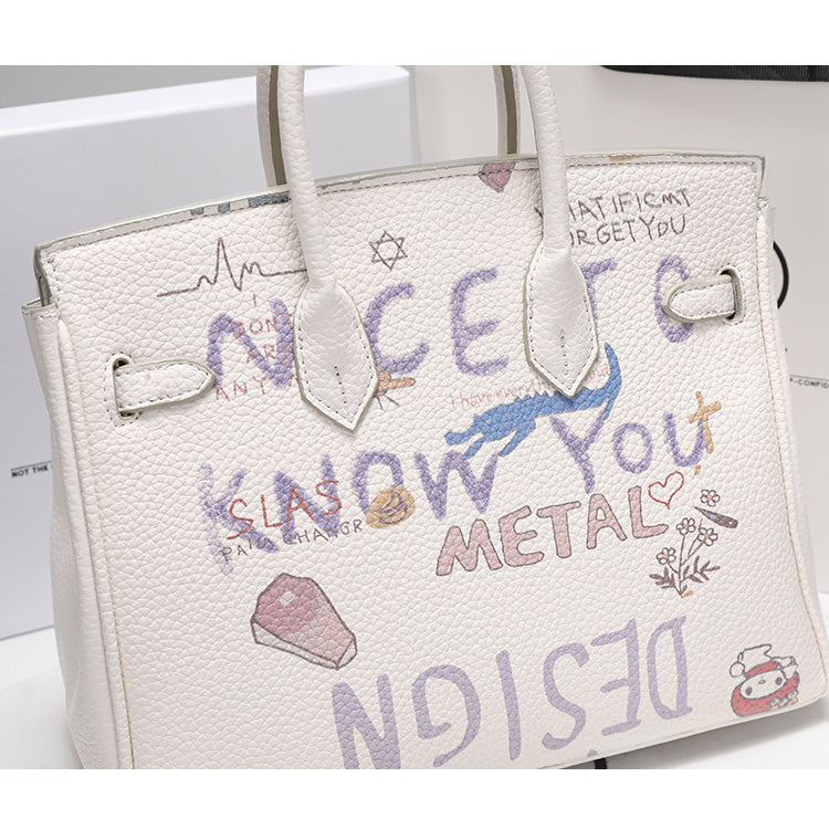 Brooklyn Trendy Graffiti Platinum Women's Handbag - Harmony Gallery