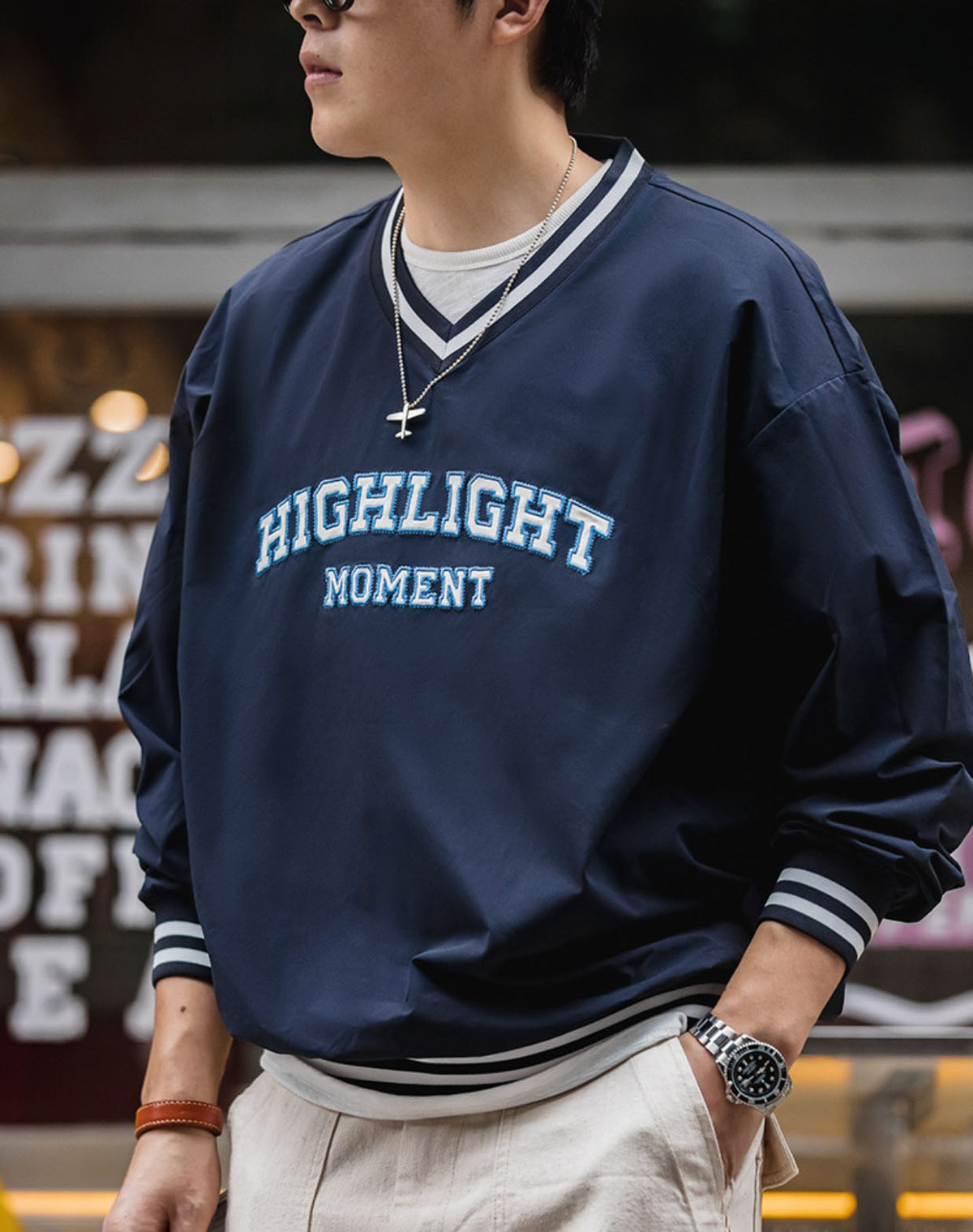 American Retro Letter Embroidery Baseball Men's Sweater - Harmony Gallery