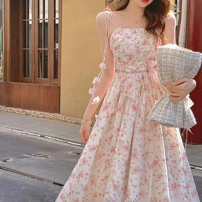 French First Love Pink Floral Bellflower Women's Dress - Harmony Gallery