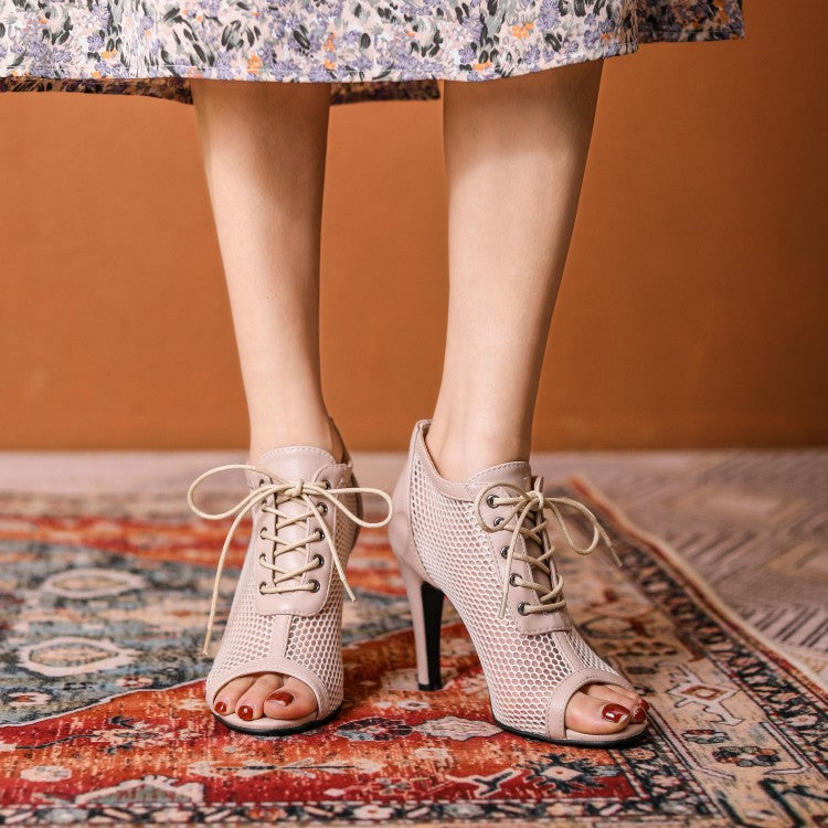 Lace-Up Open Toe Summer High Heels Women's Shoes - Harmony Gallery
