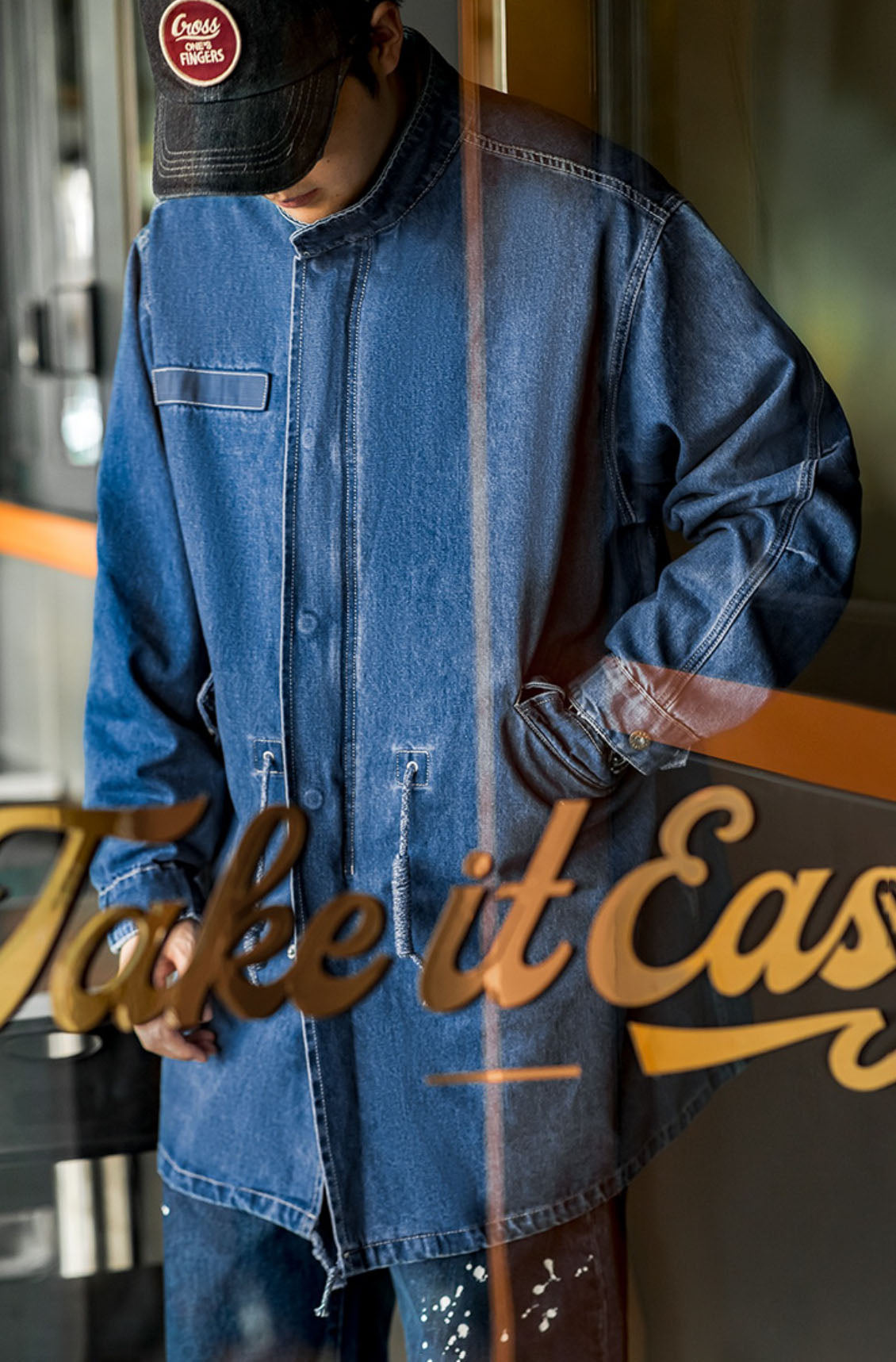 American M65 Denim Fishtail Windbreaker Men's Coat - Harmony Gallery