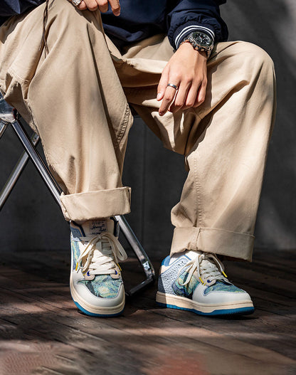 Retro Starry Night Painting Board Sports Unisex Casual Shoes - Harmony Gallery