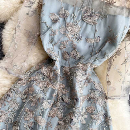 Embroidery Summer Mesh Elegant High End Women's Dress - Harmony Gallery