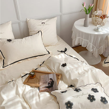 Pure Cotton Four-Piece Princess Style Embroidery Bed Set - Harmony Gallery