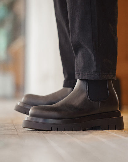 Chelsea British Style Mid-top Casual Leather Short Martin Men's Boot - Harmony Gallery