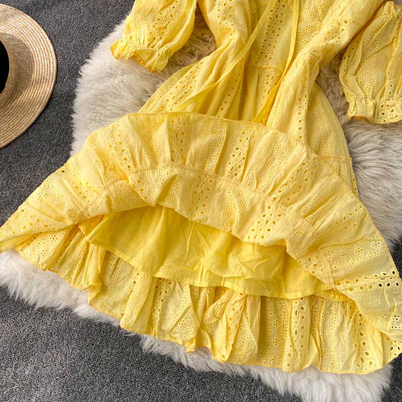 Bohemian Spring Hollow Strapless Sweet Short Women's Dress - Harmony Gallery