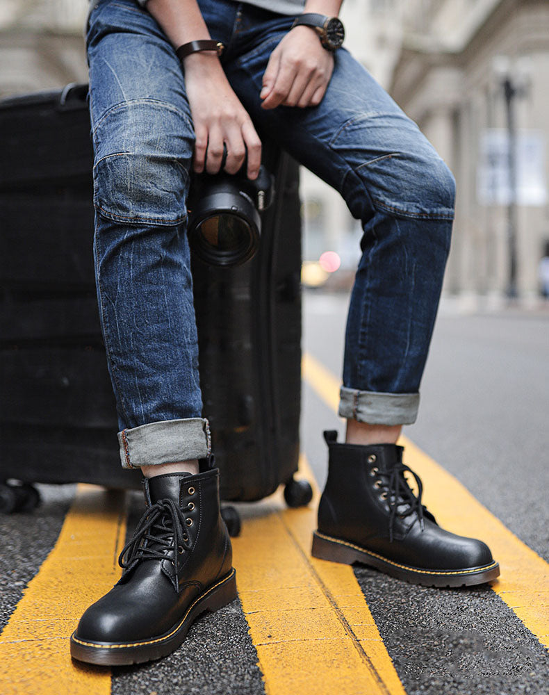 Martin Style British High-Top Winter Leather Unisex Boot - Harmony Gallery