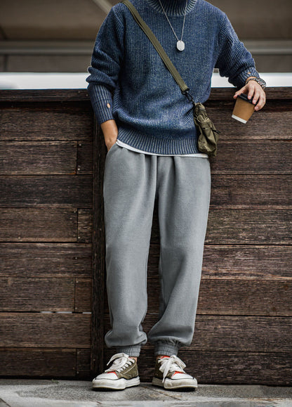 American Casual Polar Fleece Elastic-Waist Warm Men's Trousers - Harmony Gallery