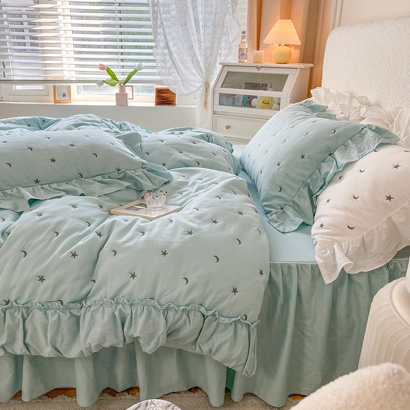 Star & Moon Washed Cotton Four-Piece Bed Set - Harmony Gallery