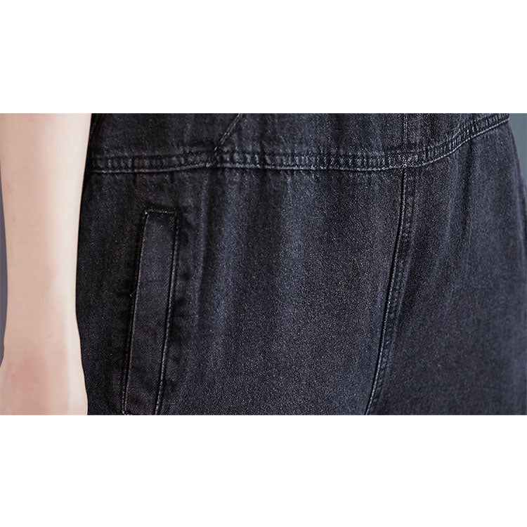 Oblique Pockets Grind Casual Harem Cross-Belt Women's Overall - Harmony Gallery