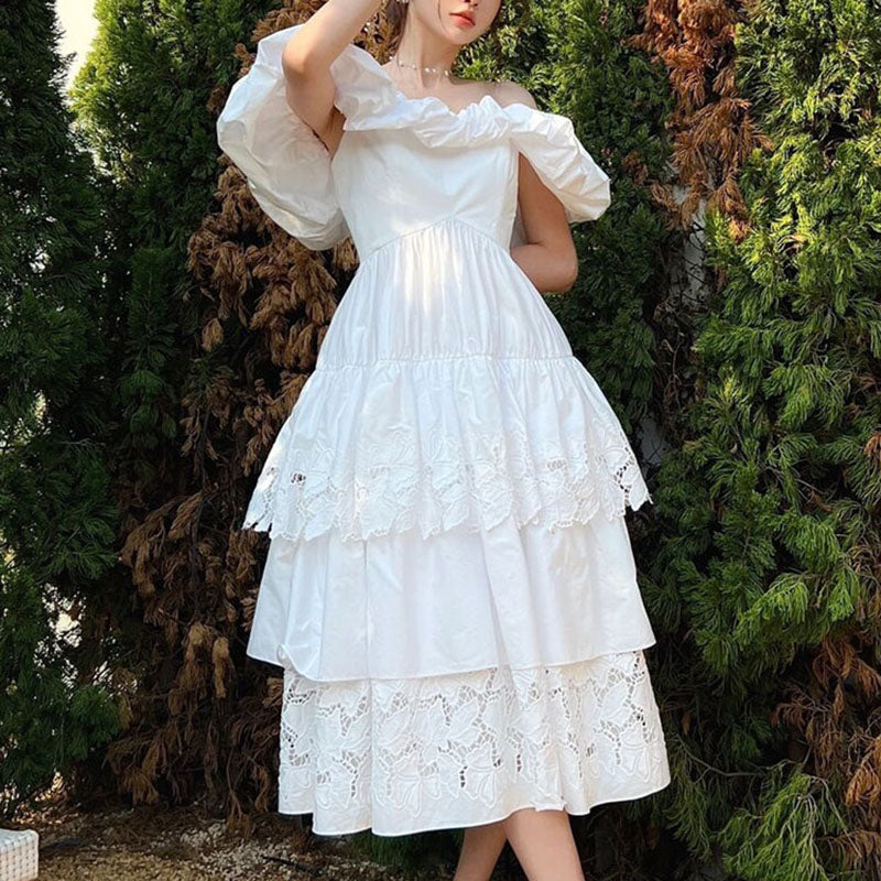 French One-Shoulder Pure Desire Gentle Women's Dress - Harmony Gallery
