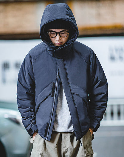 Retro Mountain Stand Collar Hooded Cotton Warm Men's Coat - Harmony Gallery