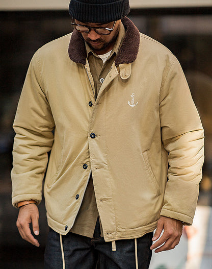 American Retro N1 Navy Deck Cotton Thickened Men's Coat - Harmony Gallery